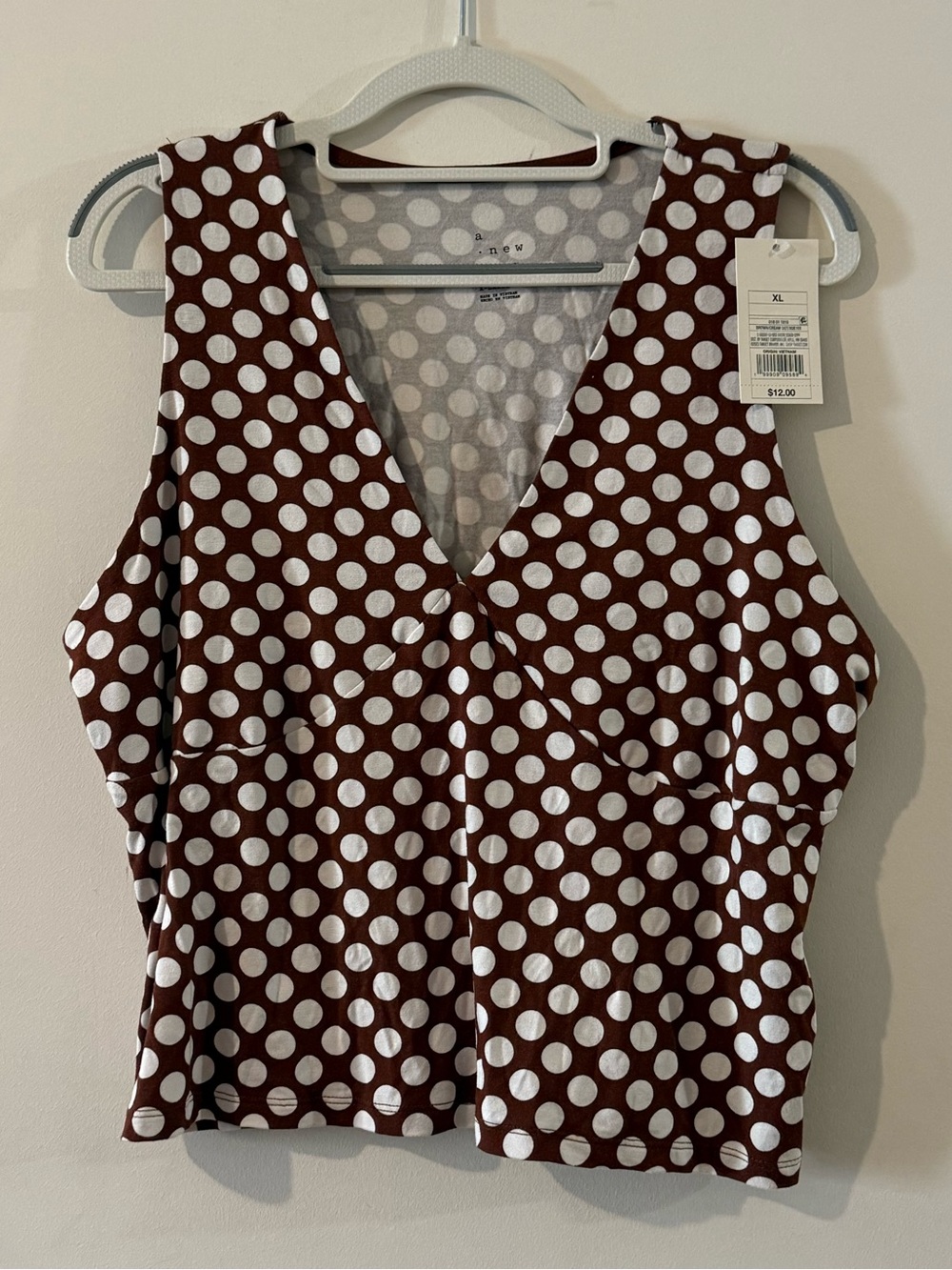 a new day Brown Polka Dot V-Neck Tank